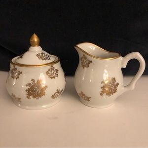 VINTAGE HAND PAINTED PORCELAINE DE FRANCE CREAM AND SUGAR SET